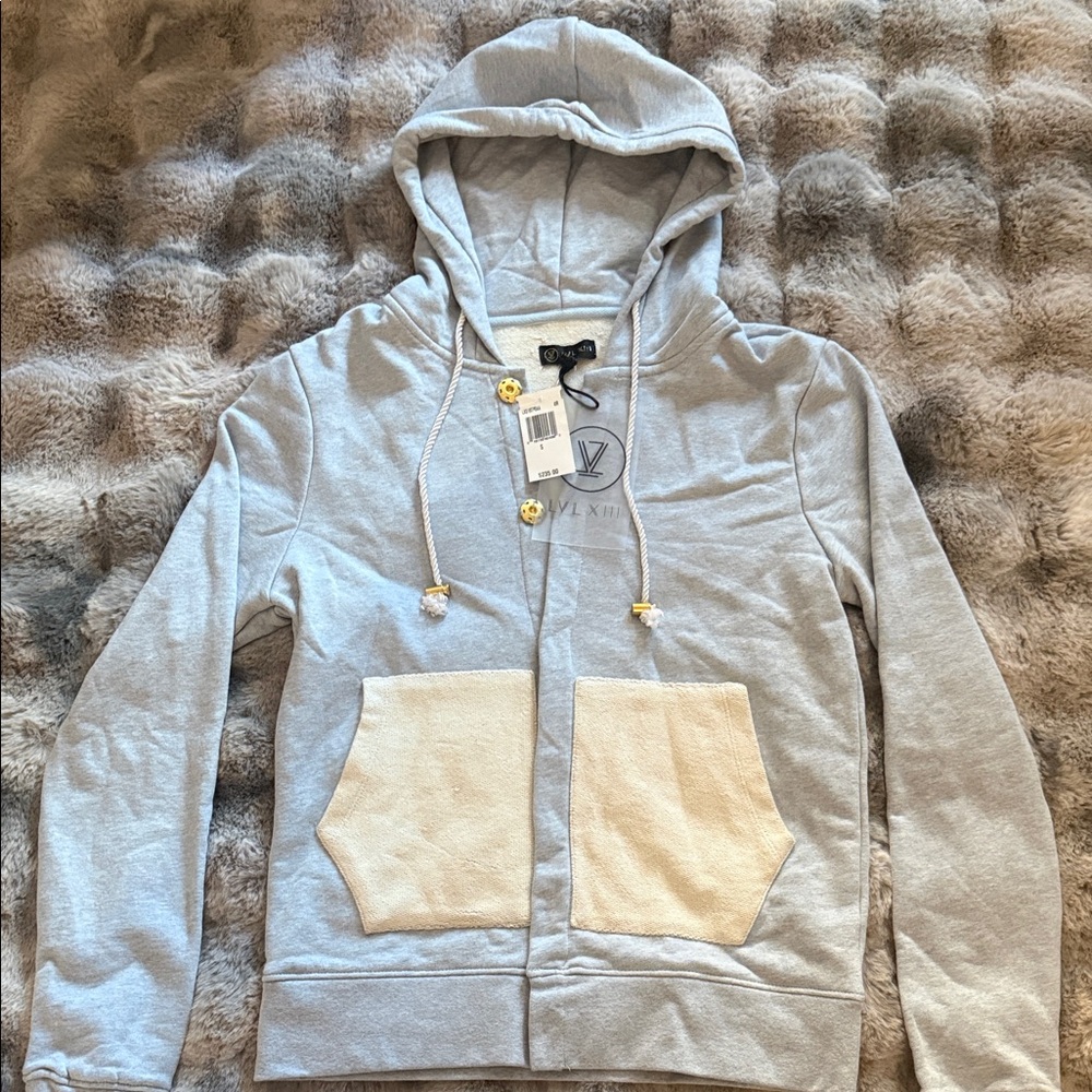 LVL XII Lite Gray & Cream with Gold Hardware Full BUTTON UP! Jason Derulo Brand